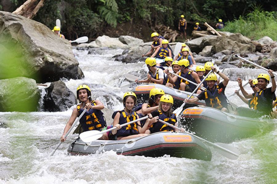 THE BEST WATER RAFTING IN BALI AND JUNGGLE CLUB SESSIONS OF MOUNT AGUNG VIEW